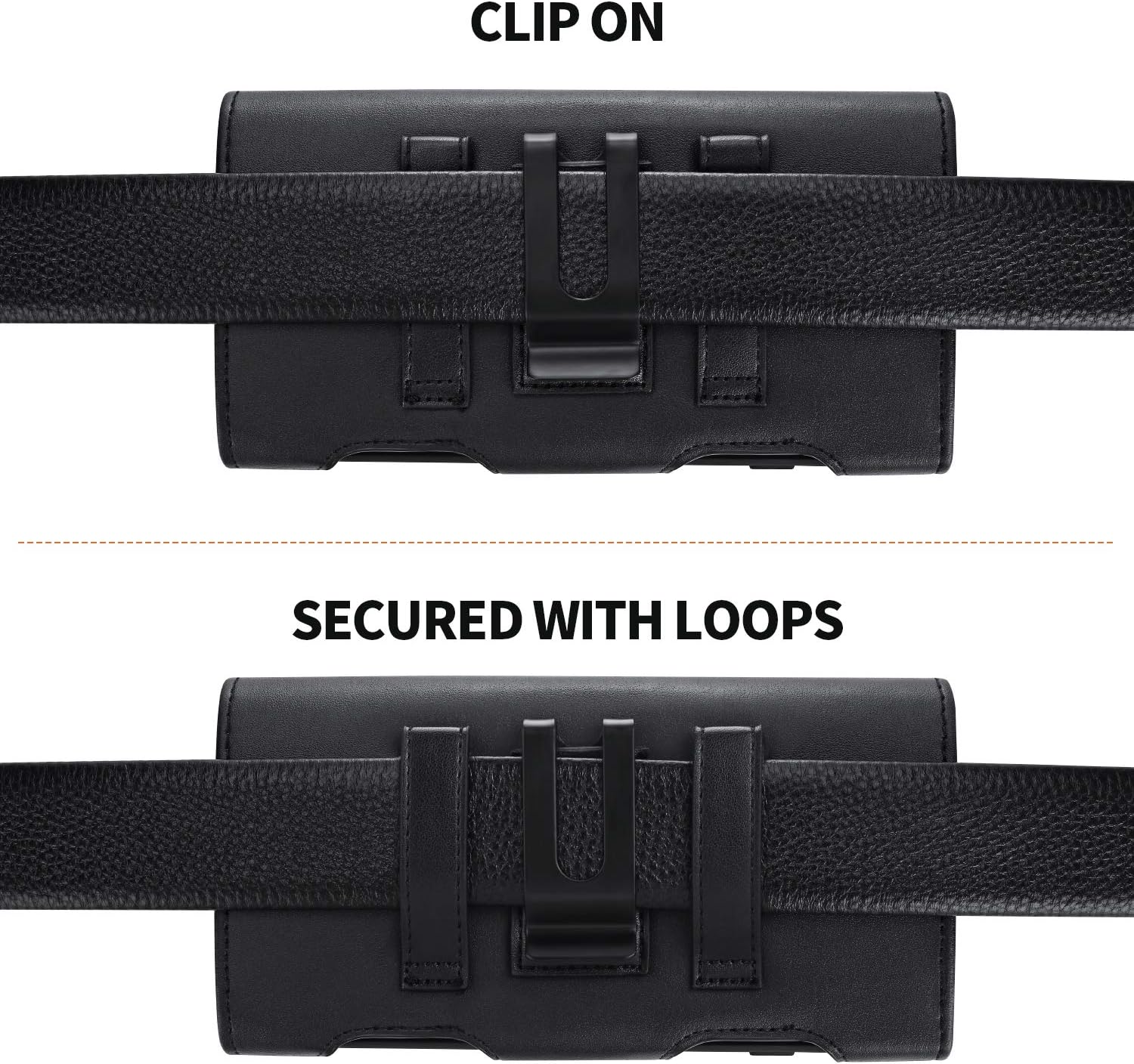 for Galaxy S25 Ultra S24 Ultra S23 Ultra S22 Ultra 5G Note 20 Ultra 5G Note 10+ Plus 5G Holster Black Leather Carrying Cell Phone Holder Belt Clip Holster Case Pouch for Galaxy A14 5G S21 Ultra - Image 5