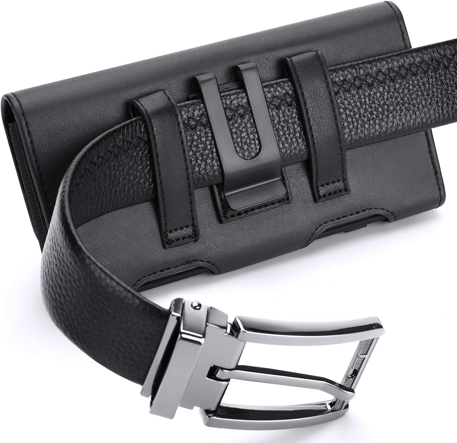 for Galaxy S25 Ultra S24 Ultra S23 Ultra S22 Ultra 5G Note 20 Ultra 5G Note 10+ Plus 5G Holster Black Leather Carrying Cell Phone Holder Belt Clip Holster Case Pouch for Galaxy A14 5G S21 Ultra - Image 6