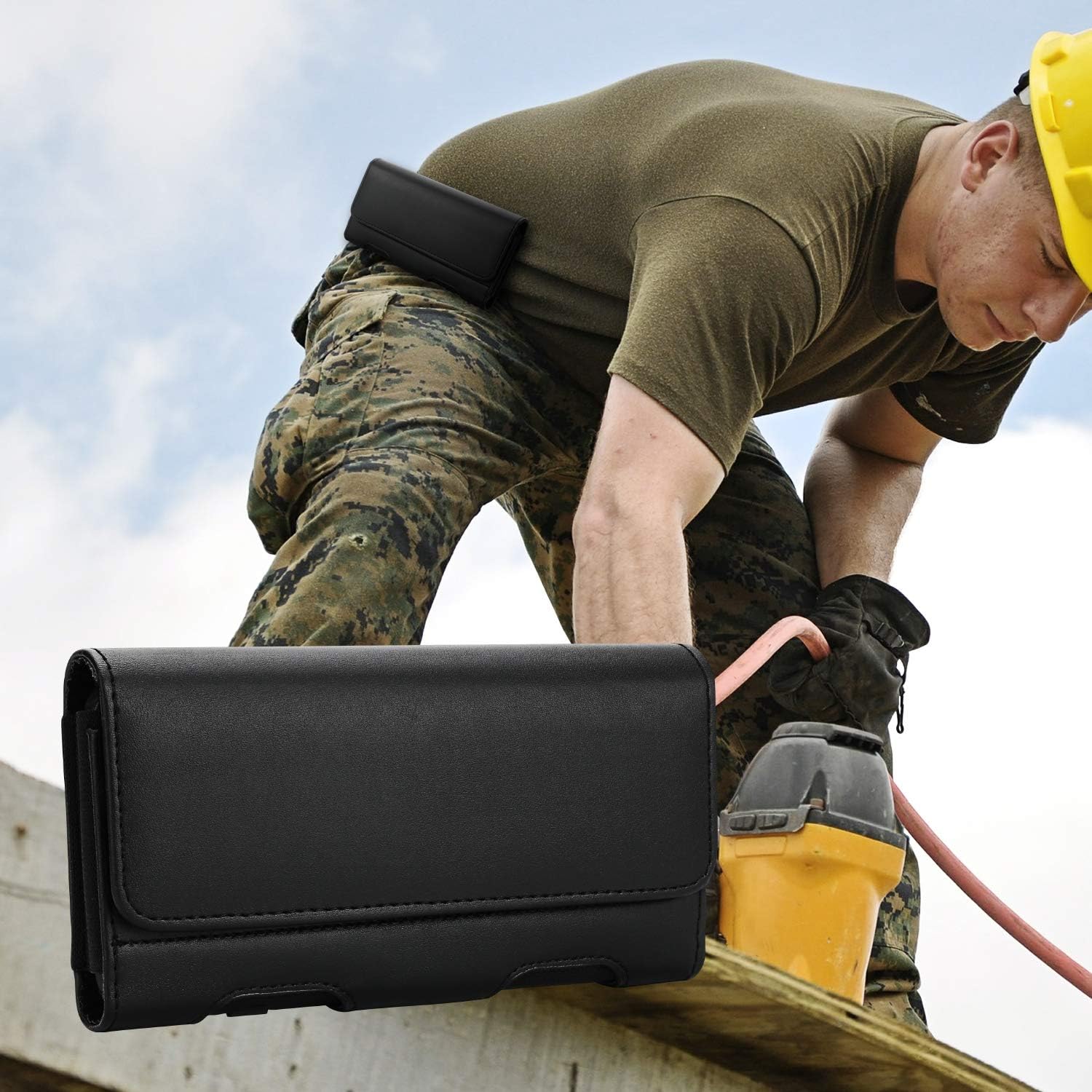 for Galaxy S25 Ultra S24 Ultra S23 Ultra S22 Ultra 5G Note 20 Ultra 5G Note 10+ Plus 5G Holster Black Leather Carrying Cell Phone Holder Belt Clip Holster Case Pouch for Galaxy A14 5G S21 Ultra - Image 8