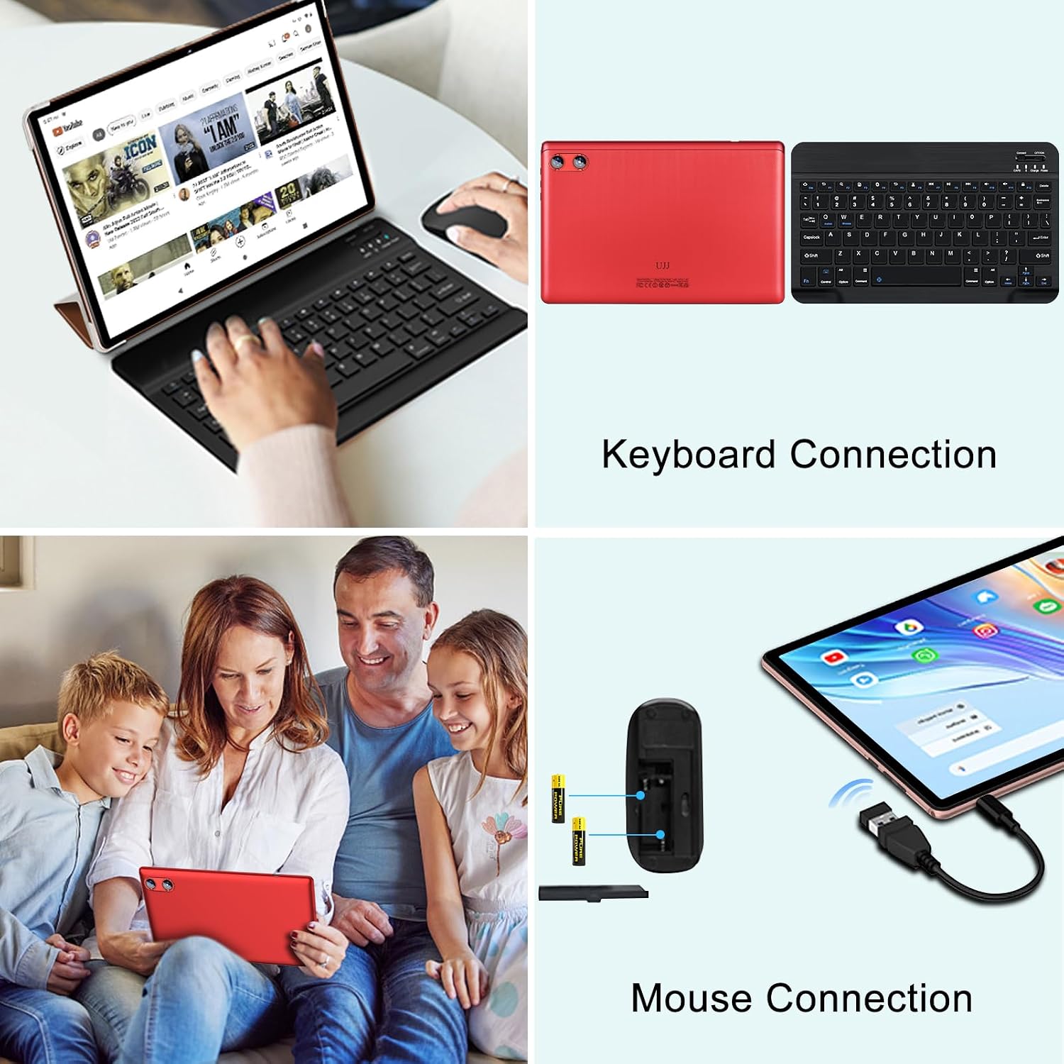 Android Tablet with Keyboard 30GB+64GB+1TB, Tablet 10 Inch Octa-Core Electronics Tablets, Gemini AI, 6000mAh, HD IPS Display, 5G WiFi, Widevine L1, Split Screen - Red - Image 6